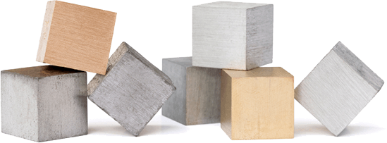 Metal blocks representing types of scrap metal Team Lowenstein picks up